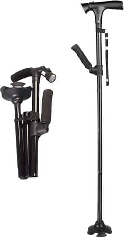 Bengala Dobrável Antiderrapante C/Luz Led Altura Ajustável