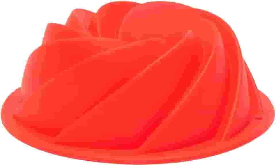 Mimo Style Forma de Silicone Vermelha para Assar com Design Espiral, Ideal para Flan, Pudim, Bolo, Pastas, Cremes - Antiaderente com 11cm de Diâmetro e Capacidade de 200 ml Flexível e Resistente