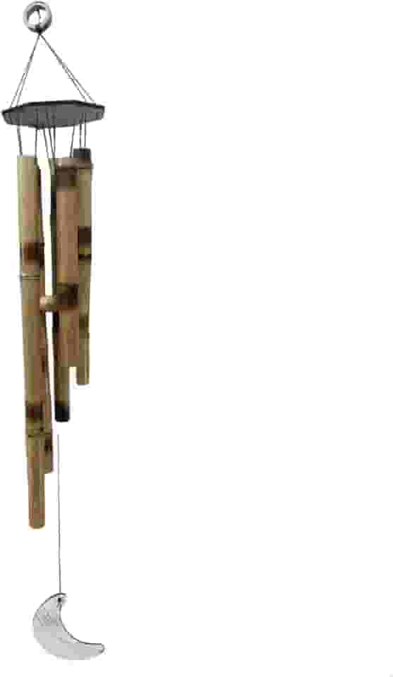 Mensageiro dos Ventos Bambu Natural Grande 5 Tubos Móbile Sino dos Ventos 80 CM
