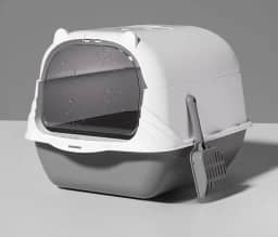 Banheiro de gato Caixa de areia fechado grande completo filtro pá higiênica peneira bandeja (GREY)