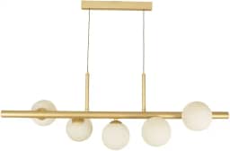 Pendente Jabuticaba Moderno 5 Globos de Vidro Alumínio Dourad Base G9 Fio Regulável 2m Decoração Interior