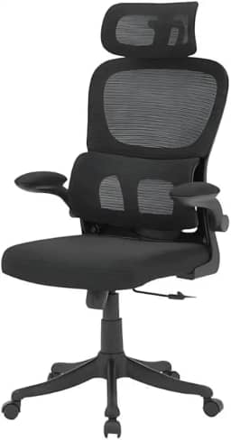 Cadeira de Escritório Design Ergonômico com Suporte Lombar Independente, Malha Respirável e Encosto de Cabeça Ajustável Genebra B500 Preto LuvinCo