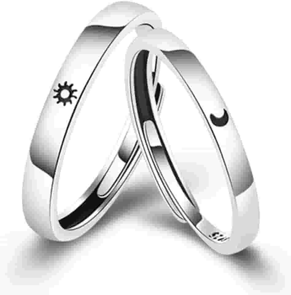 Par Aliança Anel Para Casal Sol E Lua Ajustável Compromisso Namoro 2 Alianças + Caixa