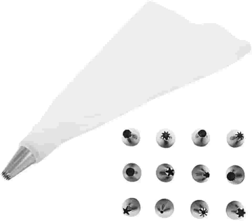 Kit Decorador de Confeitaria com 12 Bicos Diversos Saco de Confeitar Acessórios para Bolos e Cupcakes