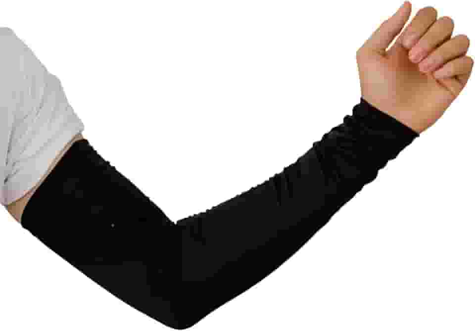 Manguito UV com Proteção Solar Par Mangote Braço Térmico Manga Protetora Esportiva Motoqueiro Ciclismo Corrida (Preto, Único)