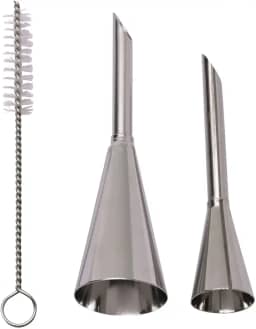 Mimo Style Bicos Para Confeitaria em Aço Inoxidável. Conjunto de Dois Bicos e Acompanha Acessório Para Limpeza. Perfeitos Para Os Mais Diversos Tipos de Sobremesas. Reutilizável, Resistente e Durável