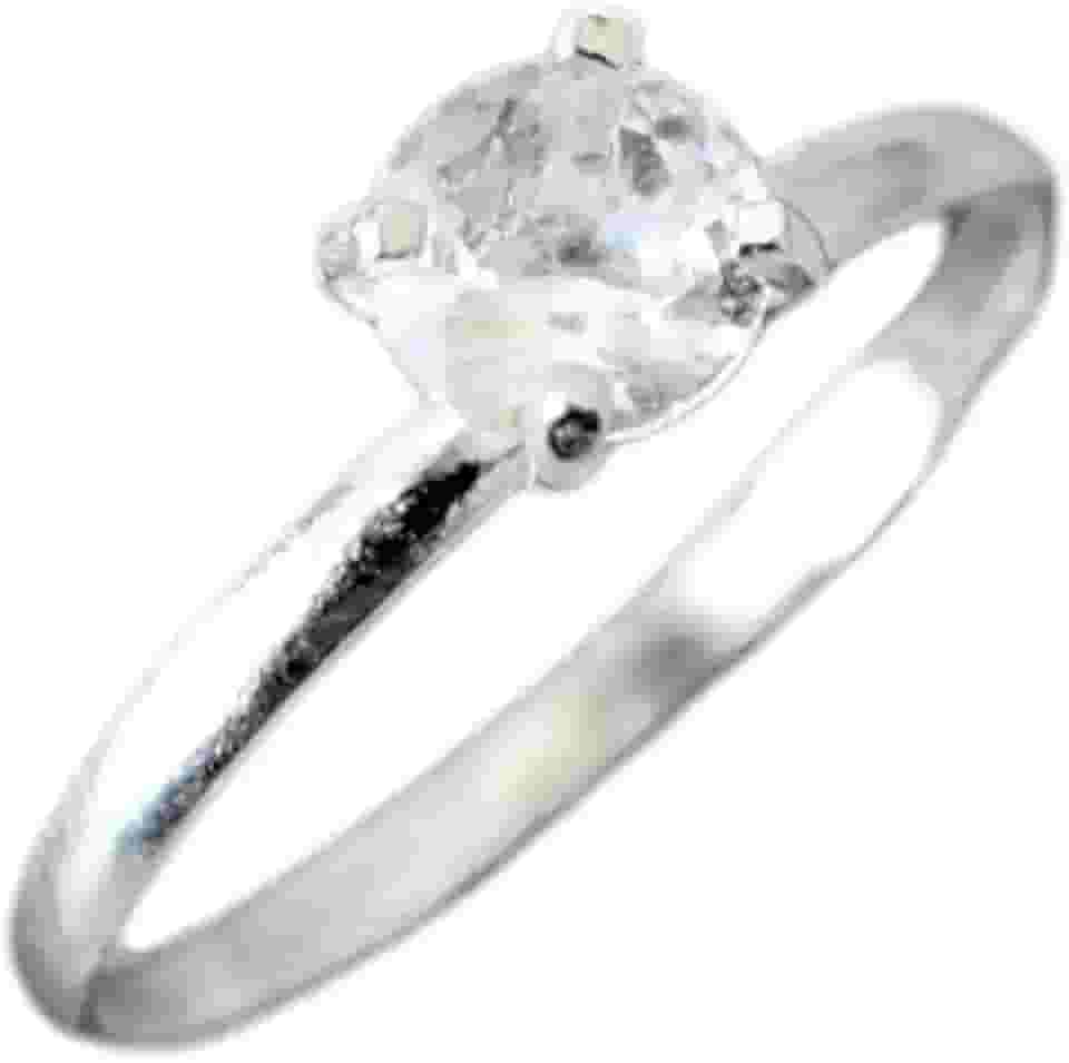 Anel Solitário Liso Prata 925 Pedra Brilhante Presente Namoro Noiva