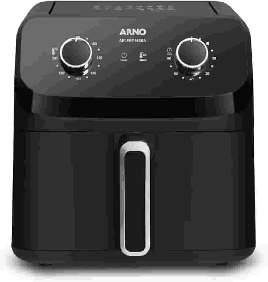 Fritadeira Sem Óleo Arno Air Fryer Mega 7,5L AFM7, 1700W, Preta, Tecnologia Extra Crocância, Super Silenciosa, 110V