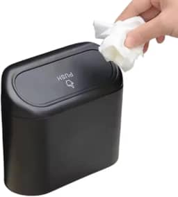 Lixeira Automotiva Compacta para Carro Design Moderno com Tampa Push Ideal para Porta e Console