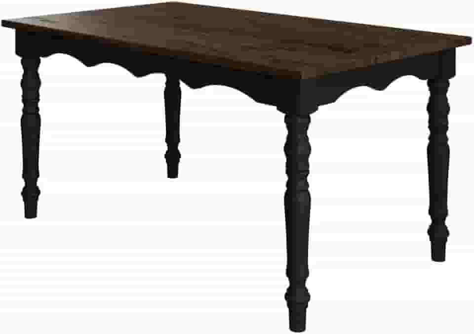 PENSE DENTRO DA CAIXA Mesa Torneada em Madeira Maciça - Mesa de Jantar em Estilo Provençal - Móveis Rústicos Farmhouse - Preto e Walnut