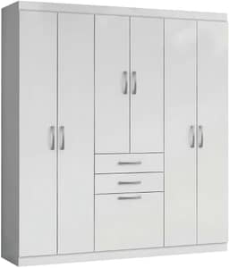 Guarda Roupas Casal 7 Portas 2 Gavetas Lisboa Aramóveis (BRANCO)
