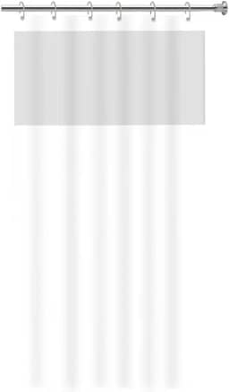 Cortina para Box de Banheiro em PVC com Visor 1,38m x 1,98m Impermeável Antimofo Branca