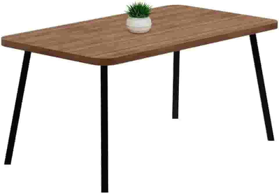 Mesa de Jantar Retangular Stellar Carraro (Nogal e Preto, 6 Lugares)