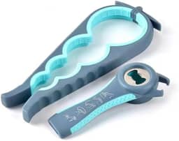 Pacote com 2 abridores de frascos multifuncionais 4 em 1 para idosos, abridor de tampa ergonômico antiderrapante e abridor de garrafa para mãos fracas, ferramenta de fácil aderência com alça