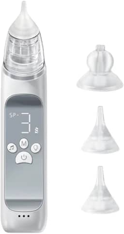 Aspirador nasal elétrico portátil para bebês Sugador de nariz para bebês Limpador de nariz para bebês 3 níveis de audição baixo ruído Anti-refluxo Bateria embutida Luz colorida 10 músicas suave