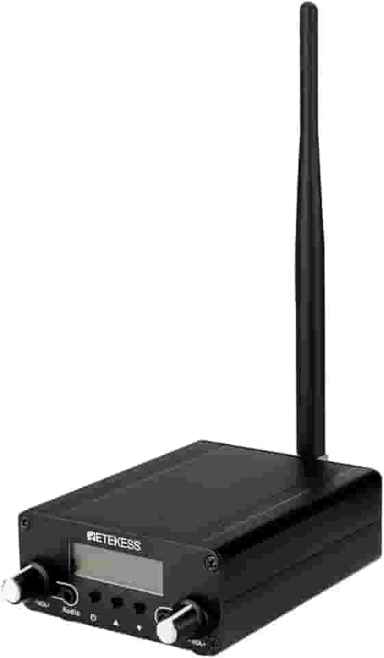 Retekess Transmissor FM TR508 para igreja, transmissor de rádio FM estéreo de longo alcance com conector de áudio de microfone de 3,5 mm para drive in, filme, estacionamento