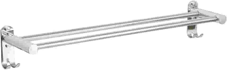 LUMAI Toalheiro Duplo de Aço Inox Polido com Ganchos, Suporte para Toalhas Brilhante com Duas Barras, Porta Toalhas de Parede Banheiro