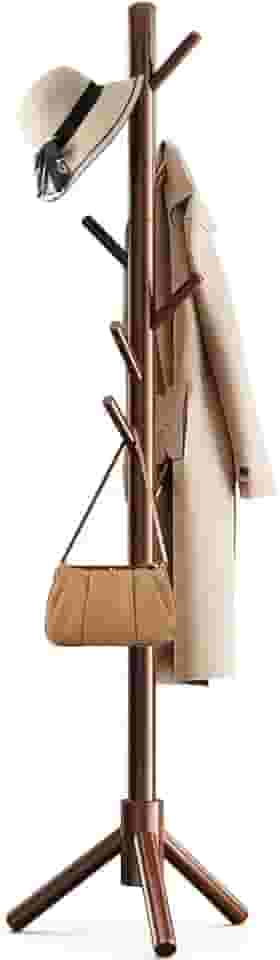 Elyblo Cabideiro de Chão, cabideiro vertical para Quarto, Cabideiro de Chão Madeira de Três Pernas, Mancebo Bolsa Pendurada, Cabideiro