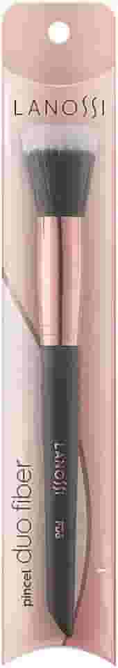 Pincel Duo Fiber Rose Black, Cor Preto/Rosé Metalizado, Lanossi Beauty & Care.