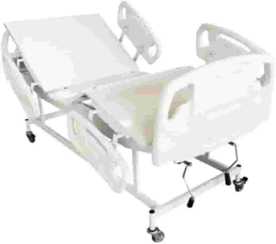 Cama Hospitalar Manual 2 Manivelas com Altura fixa do Leito e 6 posições Grades Luxo