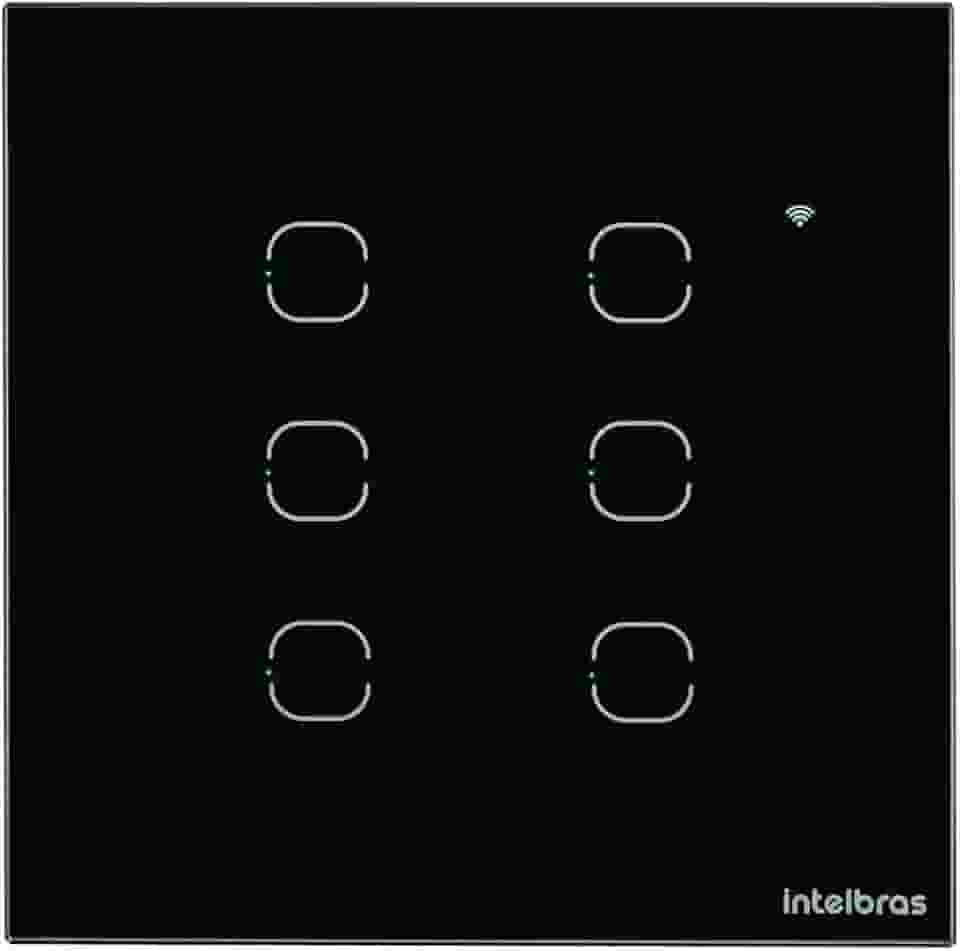 Interruptor Smart Wi-Fi Touch Compatível com Alexa 6 Teclas EWS 1006 Preto Intelbras