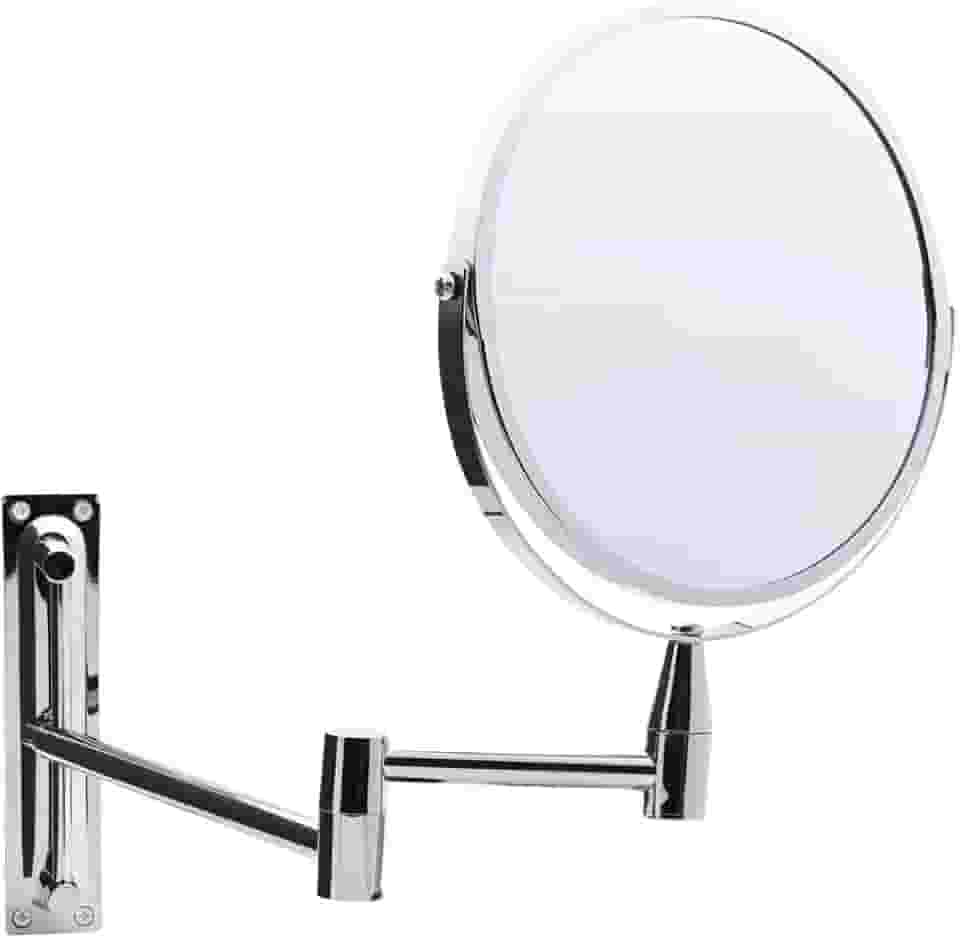 Mimo Style Espelho de Aumento Articulado Para Parede Ampliação de 5x, Extensível Para Banheiro e Bancadas, Acabamento Cromado 40,5 cm, Rotativo 360 Graus
