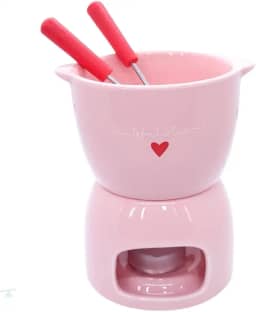 Conjunto para Fondue de Porcelana Hauskraft Lamour Rosa 5 Peças