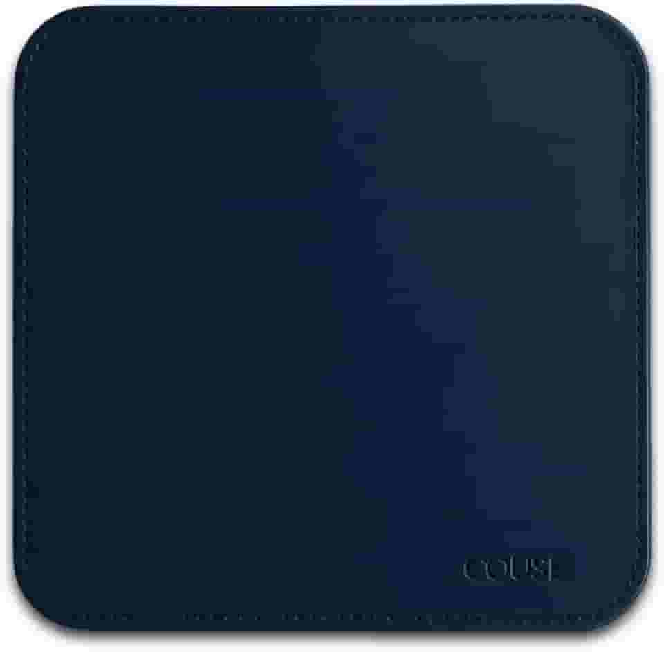 MousePad Desk Pad em Couro Ecologico Premium 20x20cm Couse (Azul Escuro)