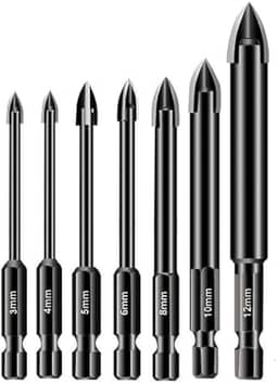 Kit com 7 Brocas de Titânio Liga Dura Universal – 3 a 12mm para Metal, Madeira e Plástico