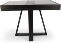 Mesa de Jantar Afrodite Extensível 148cm Tampo de Vidro Preto