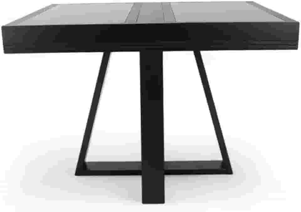 Mesa de Jantar Afrodite Extensível 148cm Tampo de Vidro Preto