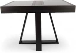 Mesa de Jantar Afrodite Extensível 148cm Tampo de Vidro Preto