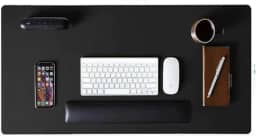 Mouse Pad Grande 90x40cm KingPad Couro Ecológico Preto – Desk Pad Antiderrapante para Escritório, Home Office, Estudo – Tapete de Mesa Resistente à Água