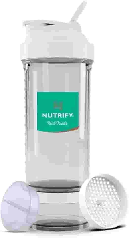 Coqueteleira Nutrify, Shake, 700ml, Material Tritan, Transparente, Não Absorve Odores, Atoxico, Ultra-Resistente e Durável - com compartimento de armazenamento