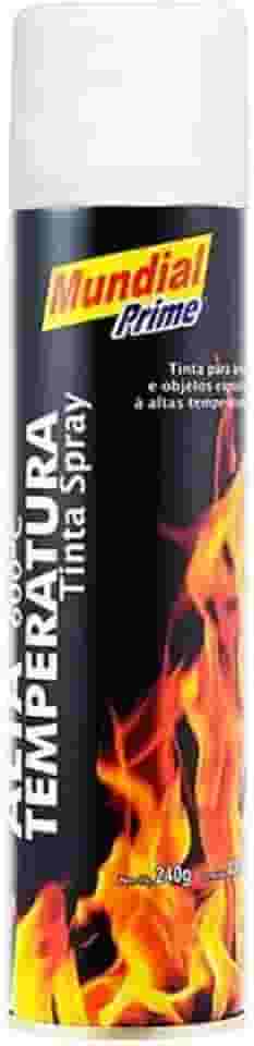 Tinta Spray 400ML Branco Fosco Alta Temperatura Mundial Prime