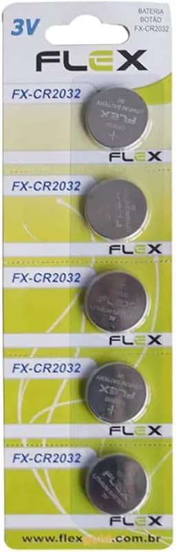 Pilha Bateria, Flex, Botão, CR2032, 3V, Cartela Com 5