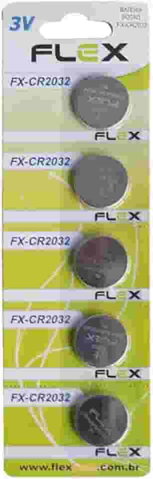 Pilha Bateria, Flex, Botão, CR2032, 3V, Cartela Com 5