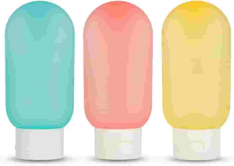 Kit de Frascos para Viagem 60ml 3 Peças Porta Shampoo Sabonete Creme Antivazamento Compacto Reutilizável Fácil de Usar Seguro Cosméticos