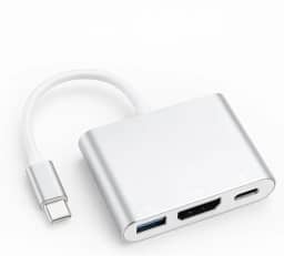 Adaptador USB-C HDMI 4K com Porta USB 3.0 e PD – Hub Tipo-C 3 em 1 para Notebook, MacBook, Celular e Sistema Samsung