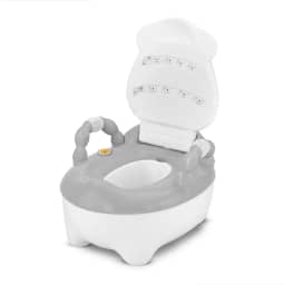 Troninho Infantil Prime Baby com Música Fazenda Penico Educativo com Depósito Removível Antiderrapante e Alças Giratórias para Desfralde (Branco)