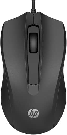 Mouse com Fio HP USB 100 – Sensor Óptico de 1600 DPI, Design Ambidestro, Conectividade USB-A, Compatível com Windows e macOS, Plug & Play, Preto (6VY96AA)