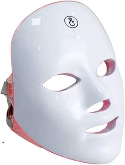 Máscara LED Facial 7 Cores, Fototerapia para Tratamento da Pele, 150 LEDs, Bivolt 80W, com Controle de Intensidade e Temporizador, Portátil