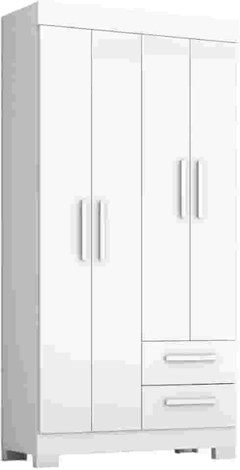 Guarda Roupas Solteiro 4 Portas 2 Gavetas Malta Branco Flex Notável
