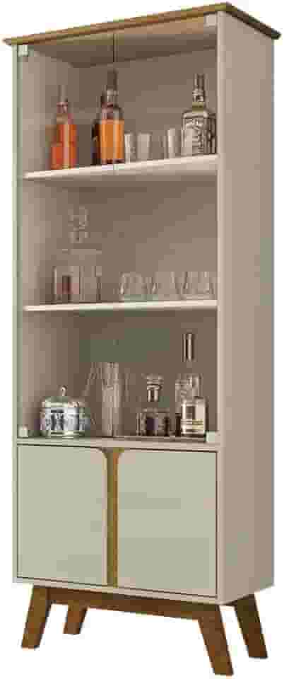 Cristaleira Madri Sala de Estar com Pés de Madeira Maciça