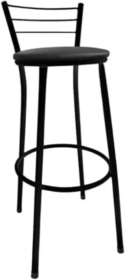 Banqueta de Bar Alta com Encosto - Para Cozinha Americana e Área de Lazer (Preto)
