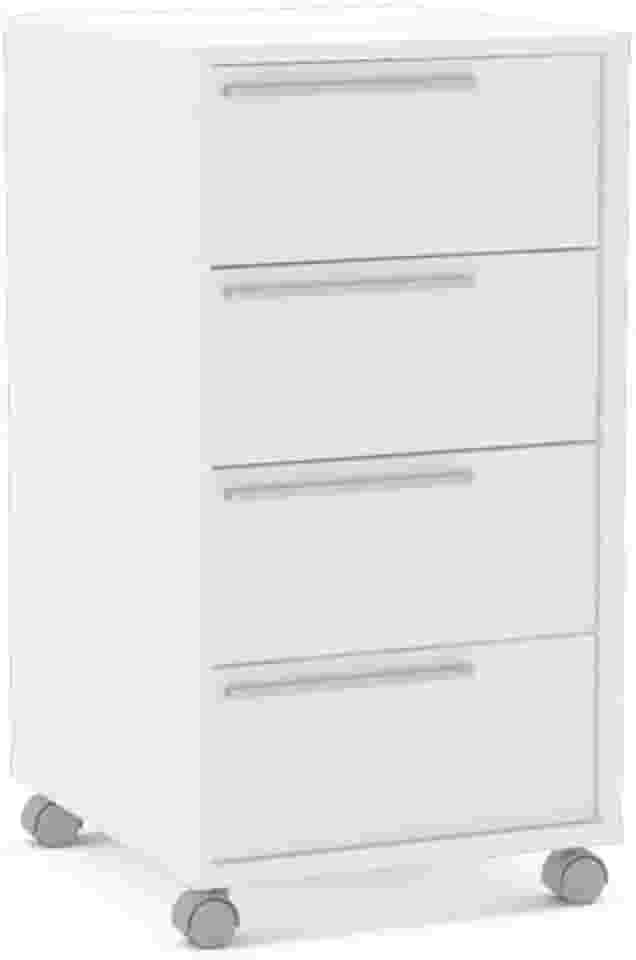 Gaveteiro Maia 4 Gavetas com rodízios Branco Politorno