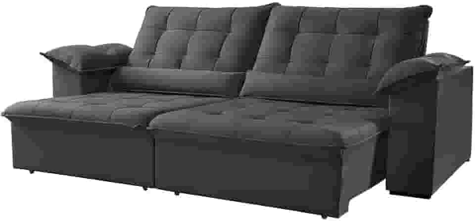 Mundial Estofados - Sofá Londres 4 Lugares Retrátil e Reclinável 2.50m Veludo Mundial Estofados