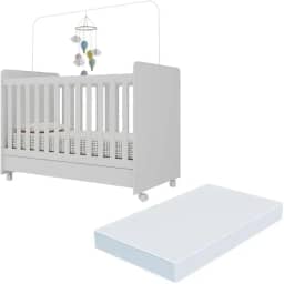 Berço Americano 3x1 com Colchão Incluso e Rodízios Pimpolho Multimóveis Mp4308 Branco