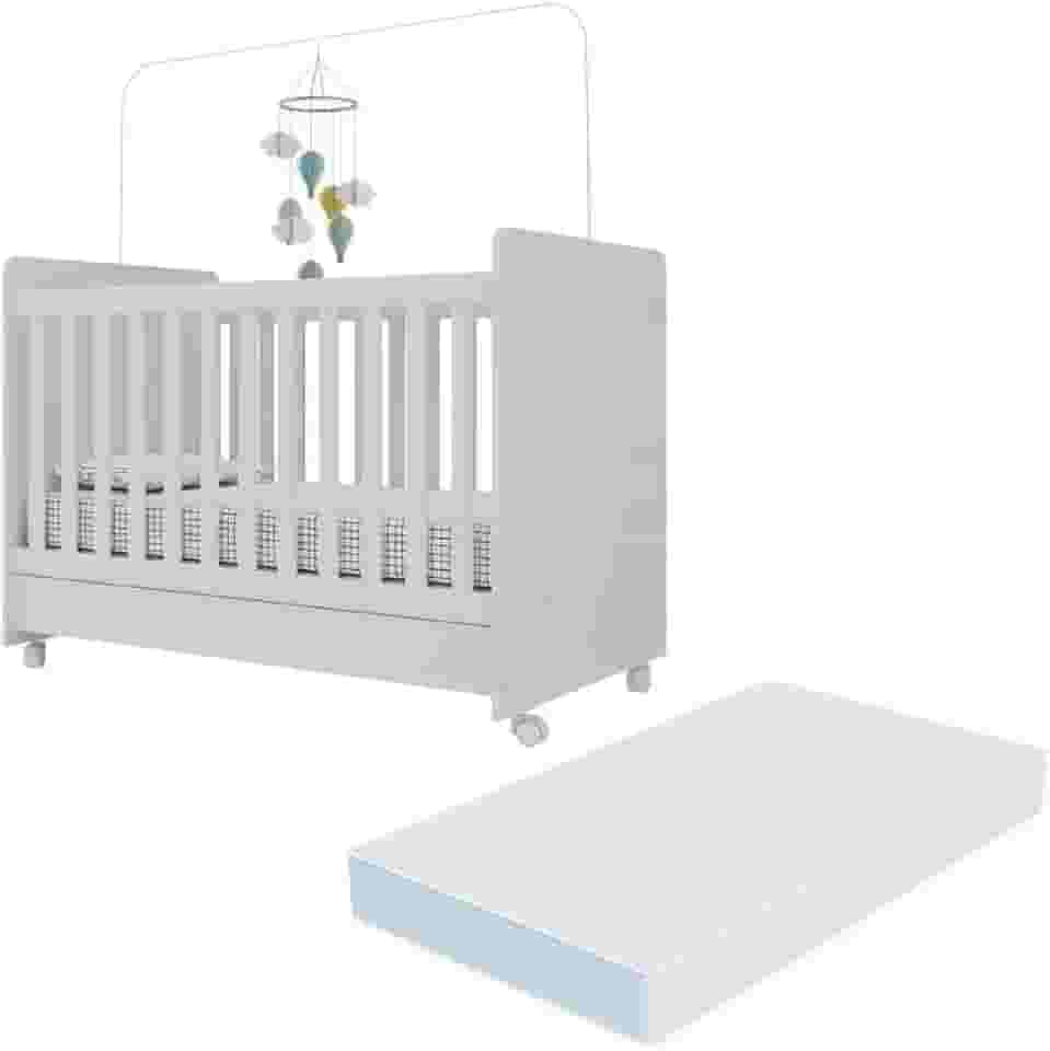 Berço Americano 3x1 com Colchão Incluso e Rodízios Pimpolho Multimóveis Mp4308 Branco