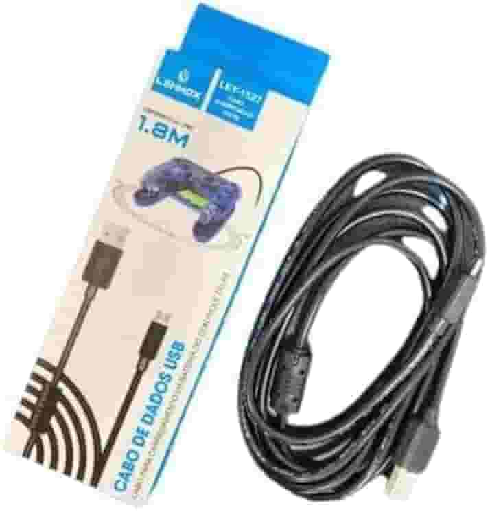 Cabo USB para Controle PS4, 1,8m, com Filtro, para Carregamento e Transferência de Dados, Cabos Alimentação 180 cm Usb V8 Para Carregar Controle Compatível Com Playstation Ps4 Xbox (Mercado Megamix)
